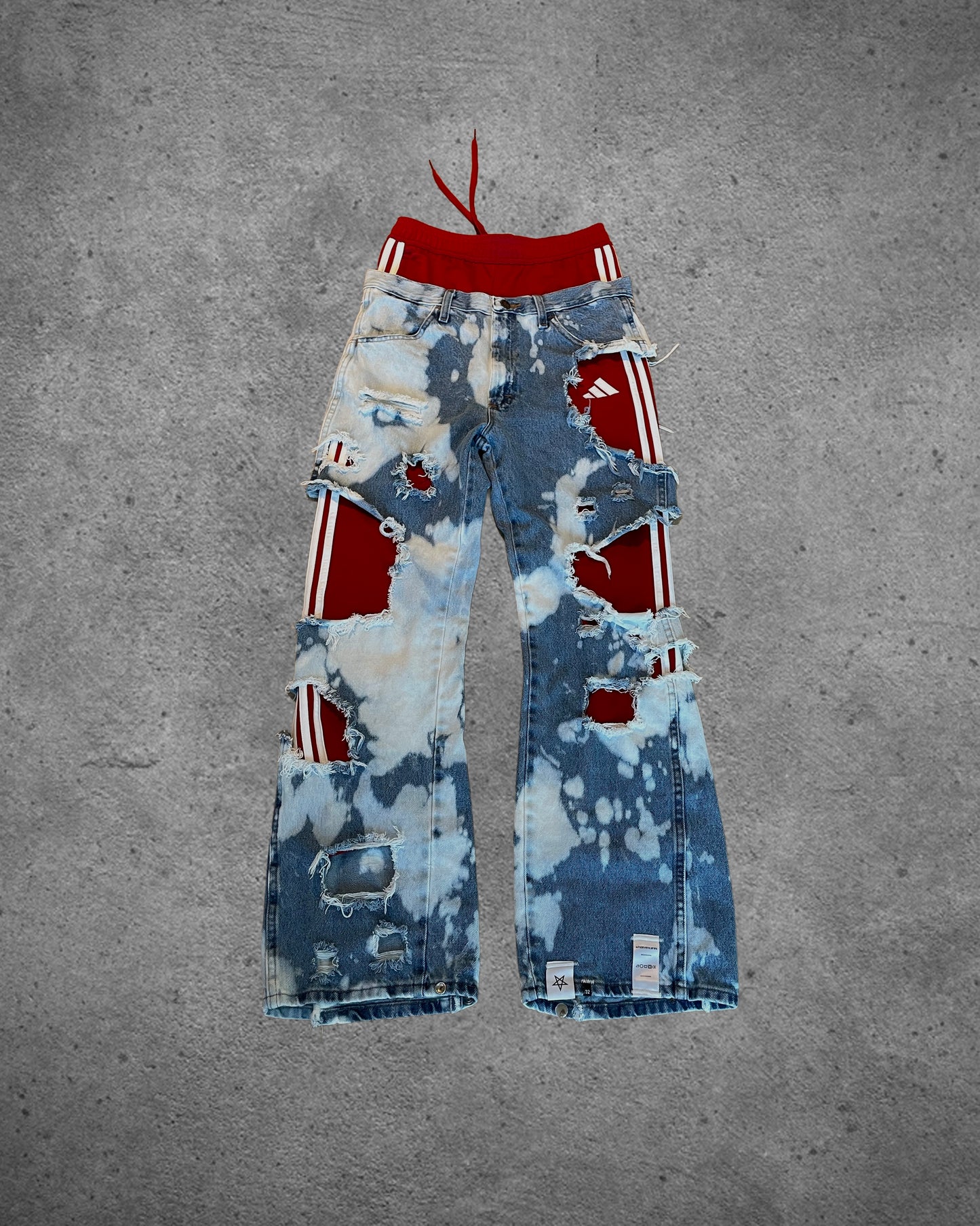 Adi red bleached bootcut
