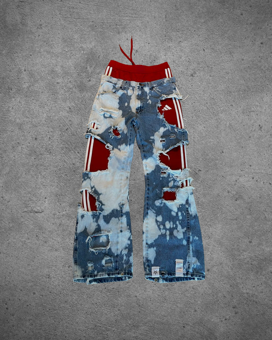 Adi red bleached bootcut